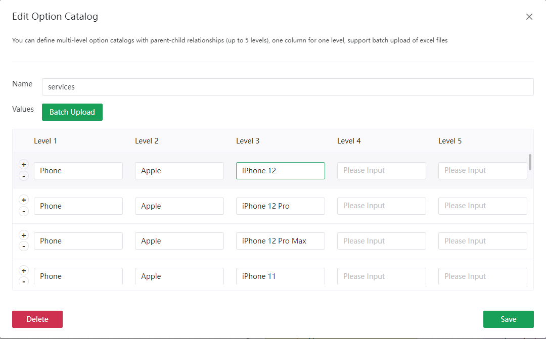 Predefined Option Settings